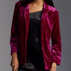 Anthropologie Velvet Tulip-Back Blazer - Raspberry - Size XS